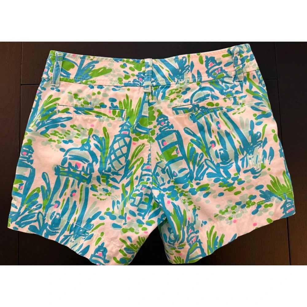 Lilly Pulitzer The Callahan Short Women's Size 00‎ Blue/Green 100% Cotton Preppy